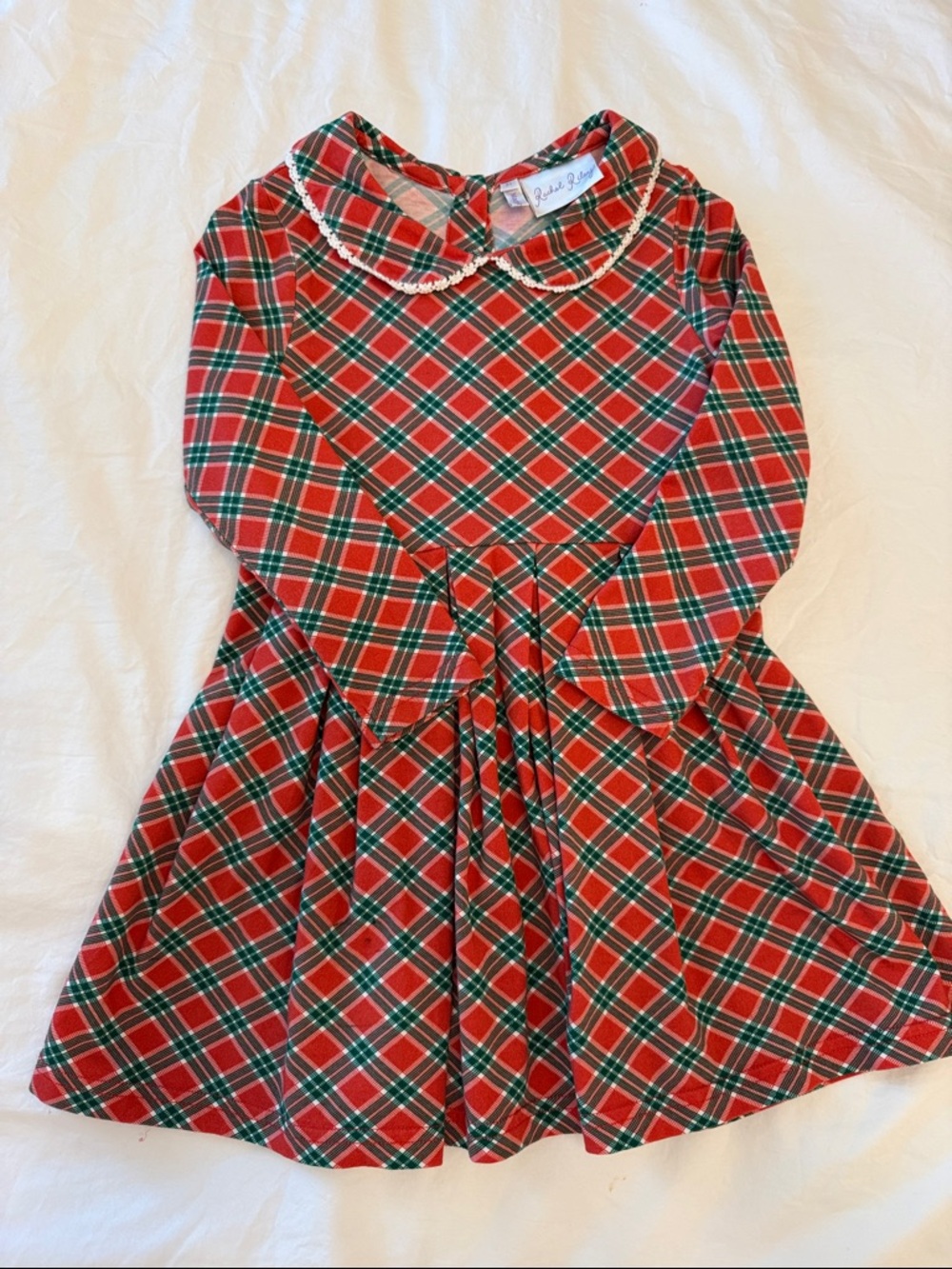 Rachel Riley- Red & Green Plaid Dress with Peter Pan Collar
